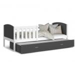Dětská postel TAMI P2 80x190 cm s bílou konstrukcí v šedé barvě s přistýlkou